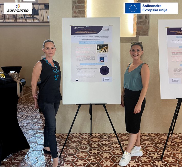 Predstavnici Fakultete za šport ob posterju Predstavnici Fakultete za šport ob posterju